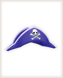 カッコイイ海賊の帽子。海の荒くれ者のトレードマーク。ドクロマークが悪さを更にアピール。