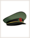 バラのマークがアクセントの軍帽です。